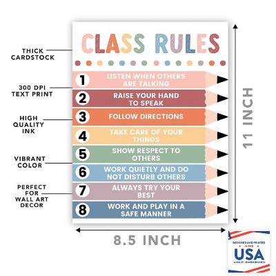 Pastel Boho 8 Classroom Rules 8.5x11in Image 1