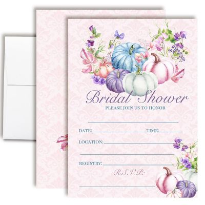 Pastel Pumpkin Bridal Shower Party Invitations Image 1