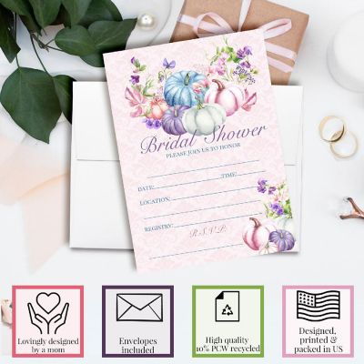 Pastel Pumpkin Bridal Shower Party Invitations Image 2