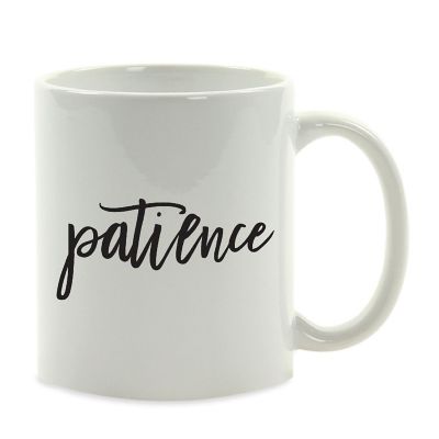 Patience Black Calligraphy Ceramic Mug Image 2