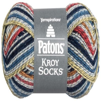 Patons Kroy Socks Yarn-Blue Striped Ragg Image 1