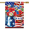 Patriotic Americana Floral Bouquet Outdoor House Flag 28" x 40" Image 1