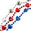 Patriotic Metallic Bead Necklaces with Hearts - 24 Pc. Image 1