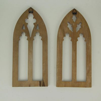 PD Home & Garden Whitewashed Wood Gothic Arch Window Frame Wall Decor 2 Piece Set 15.75 Inches High Image 2