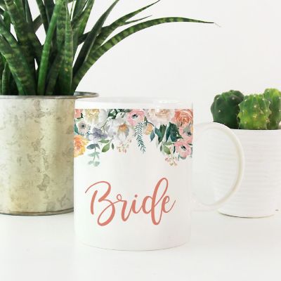 Peach Flowers Bride Ceramic Mug Image 1