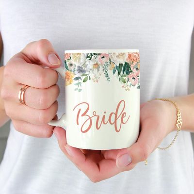 Peach Flowers Bride Ceramic Mug Image 1