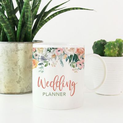 Peach Flowers Wedding Planner Mug Image 1