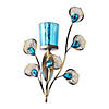 Peacock Inspired Single Candle Wall Sconce 10.75&#8221; Tall Image 1