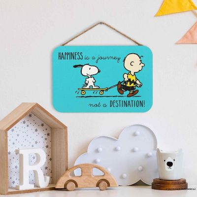 Peanuts 5x8 Peanuts Charlie Brown & Snoopy Happiness is a Journey Hanging Wood Wall Decor Image 1