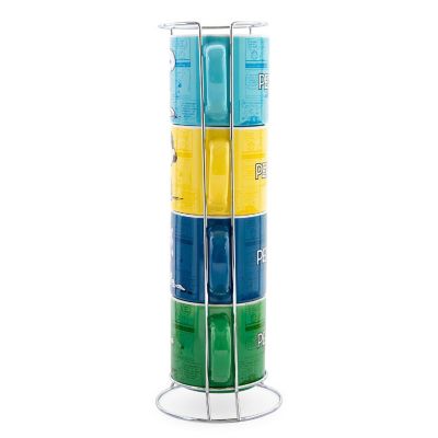 Peanuts Characters Ceramic Stacking Mug Set With Rack  Each Holds 10 Ounces Image 1