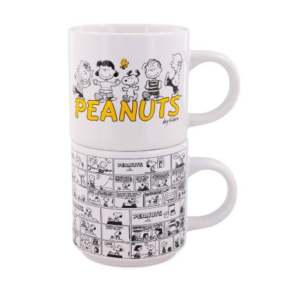 Peanuts Comic Panels 2-Piece Ceramic Stackable Mug Set  Each Holds 13 Ounces Image 1