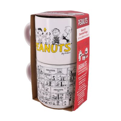 Peanuts Comic Panels 2-Piece Ceramic Stackable Mug Set  Each Holds 13 Ounces Image 1