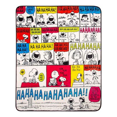 Peanuts "Ha Ha Ha" Comic Strip Panels Sherpa Throw Blanket Snoopy Charlie Brown 50 x 60 Inches Image 1