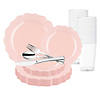 Pearl Pink Round Lotus Plastic Wedding Value Set - (60 Settings) Image 1