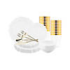 Pearl White Round Lotus Plastic Tableware Set - (60 Settings) Image 1