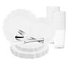 Pearl White Round Lotus Plastic Wedding Value Set - (20 Settings) Image 1