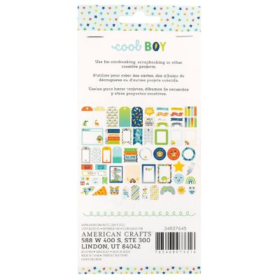 Pebbles Cool Boy Ephemera Die-Cuts 67/Pkg-Journaling, Silver Foil Image 1
