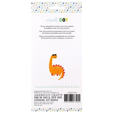Pebbles Cool Boy Puffy Stickers 48/Pkg-Icons, Silver Foil Image 1