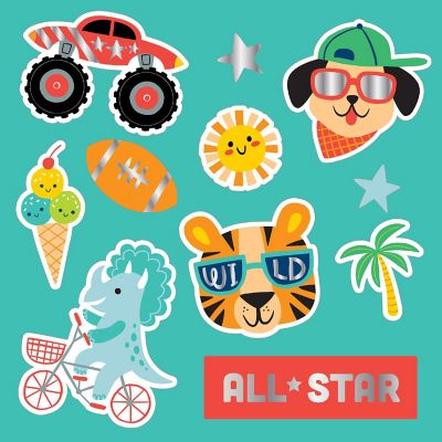Pebbles Cool Boy Puffy Stickers 48/Pkg-Icons, Silver Foil Image 2