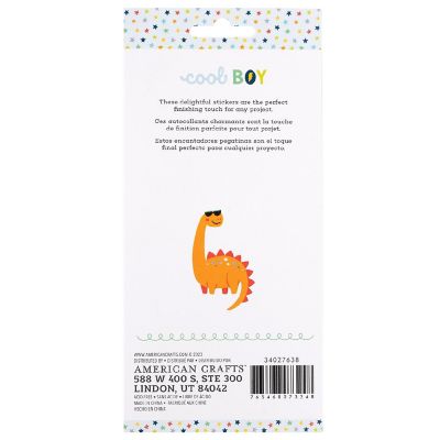 Pebbles Cool Boy Puffy Stickers-Alpha, Silver Foil Image 1