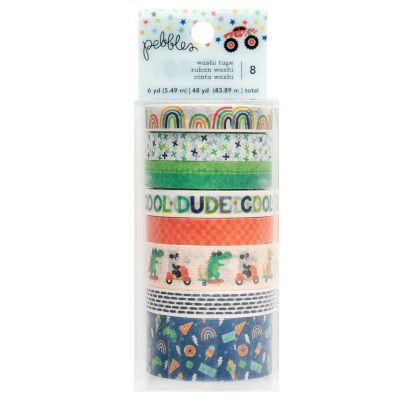 Pebbles Cool Boy Washi Tape-8/Pkg Image 1