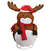 PENN - 24" Pre-Lit White and Brown 3D Chenille Reindeer Outdoor Christmas Yard Decor Image 1