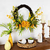 Peonies Artificial Fall Harvest Twig Wreath  22-Inch  Unlit Image 1