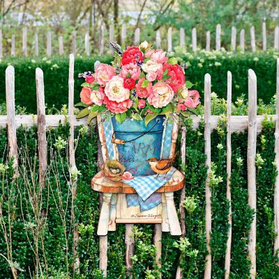 Peonies Bouquet Easter Door Decor By Susan Winget Image 1
