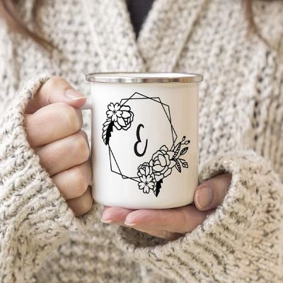 Peonies Monogram E 11oz Campfire Mug Image 2