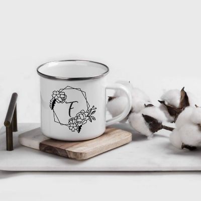 Peonies Monogram F 11oz Campfire Mug Image 1