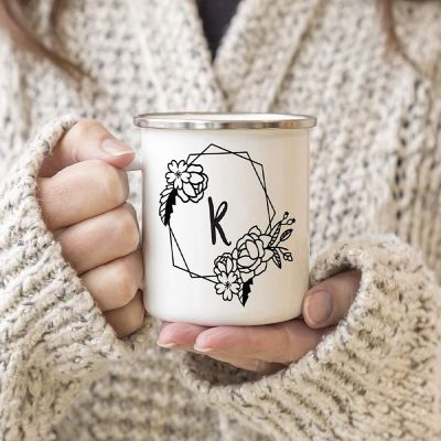 Peonies Monogram K 11oz Campfire Mug Image 2