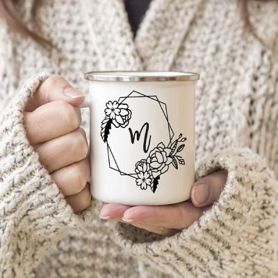Peonies Monogram M 11oz Campfire Mug Image 2