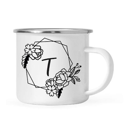 Peonies Monogram T 11oz Campfire Mug Image 1