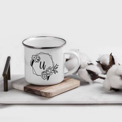 Peonies Monogram U 11oz Campfire Mug Image 1