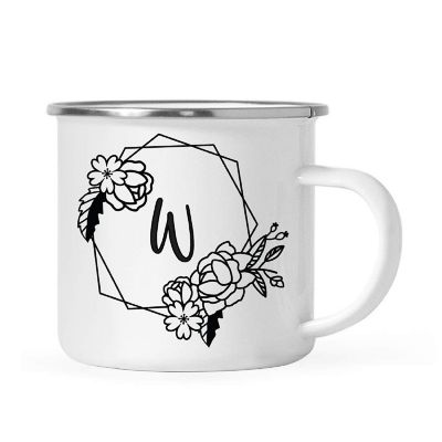 Peonies Monogram W 11oz Campfire Mug Image 1
