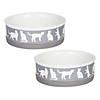 Pet Bowl Cats Meow Gray Medium 6Dx2H (Set Of 2) Image 1