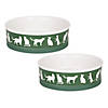 Pet Bowl Cats Meow Hunter Green Large 7.5Dx2.4H (Set Of 2) Image 1