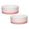 Pet Bowl Chevron Pink Medium 6Dx2H (Set Of 2) Image 1