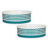 Pet Bowl Chevron Teal Large 7.5Dx2.4H (Set Of 2) Image 1