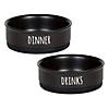 Pet Bowl Dinner And Drinks Black Medium (Set Of 2) Image 1