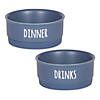 Pet Bowl Dinner And Drinks French Blue Small (Set Of 2) Image 1