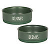 Pet Bowl Dinner And Drinks Hunter Green Medium (Set Of 2) Image 1