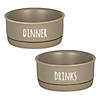 Pet Bowl Dinner And Drinks Stone Small (Set Of 2) Image 1