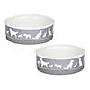 Pet Bowl Dog Show Gray Medium 6Dx2H (Set Of 2) Image 1