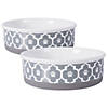 Pet Bowl Lattice Gray Large 7.5X2.4 Set/2 Image 1