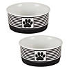 Pet Bowl Paw Patch Stripe, Black, Small 4.25Dx2H (Set Of 2) Image 1