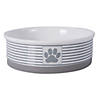 Pet Bowl Paw Patch Stripe Gray Large 7.5X2.4 Set/2 Image 2