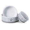 Pet Bowl Paw Patch Stripe Gray Large 7.5X2.4 Image 2