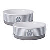 Pet Bowl Paw Patch Stripe Gray Medium 6X2 Set/2 Image 1
