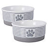 Pet Bowl Paw Patch Stripe Gray Small 4.25X2 Set/2 Image 1